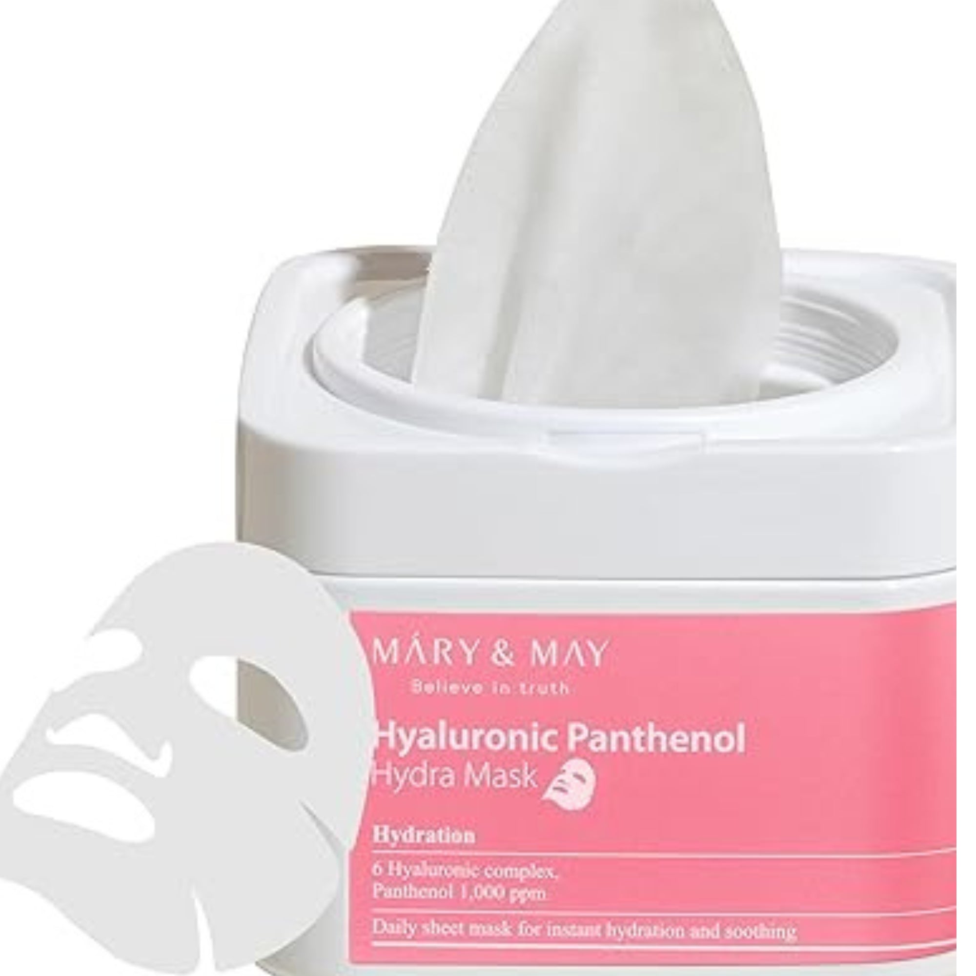 Mary and May Hyaluronic Panthenol Hydra Mask Korean Skincare Hydrating Soothing Sheet Mask 30 Pack