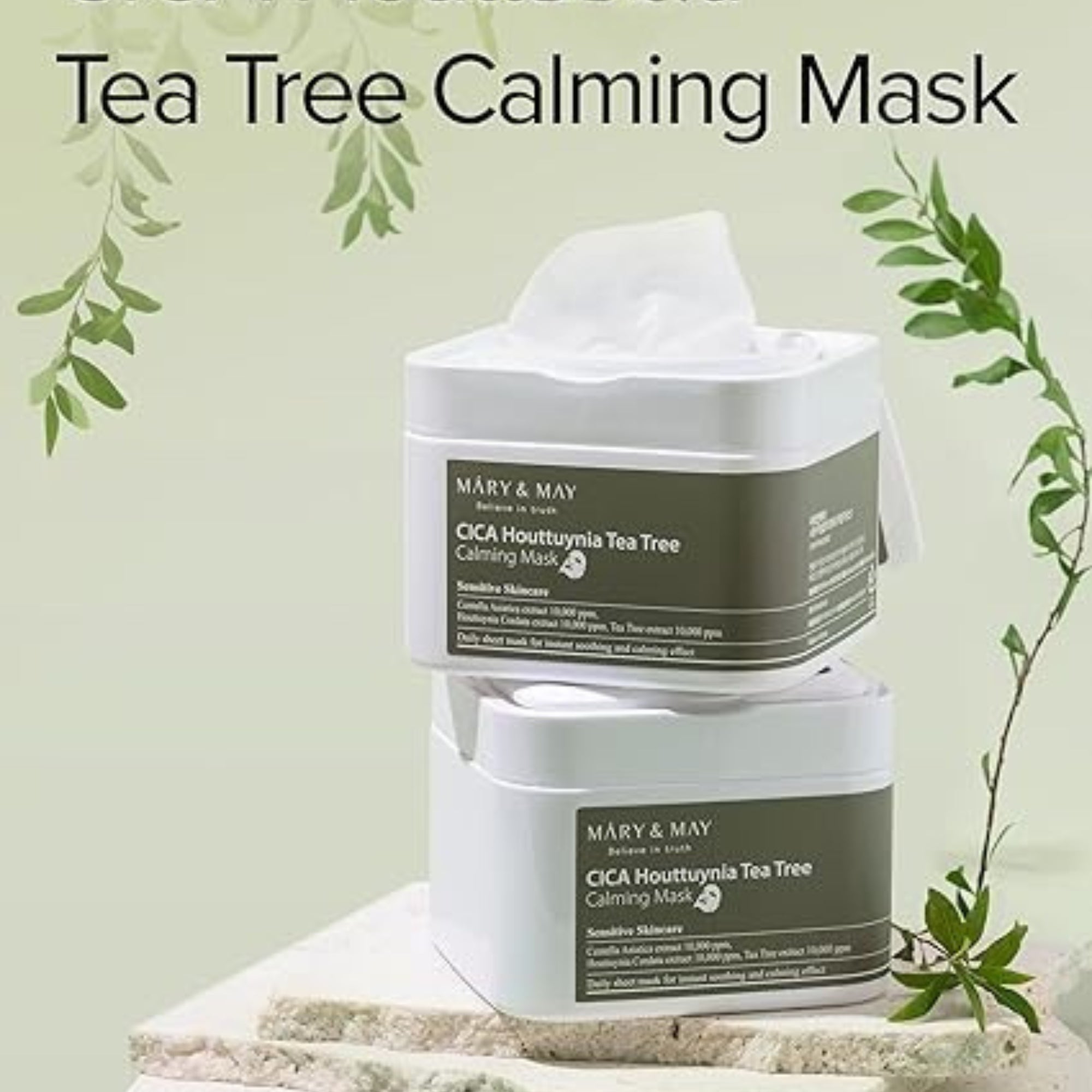 Mary&May Cica Houttuynia Tea Tree Calming Mask 30 Pack Soothing Facial Sheet Masks