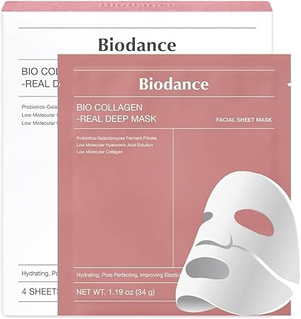 Biodance Bio Collagen Deep Face Mask Korean Skincare Moisturizing Firming with Hyaluronic Acid Niacinamide Galactomycetes 4 Sheets